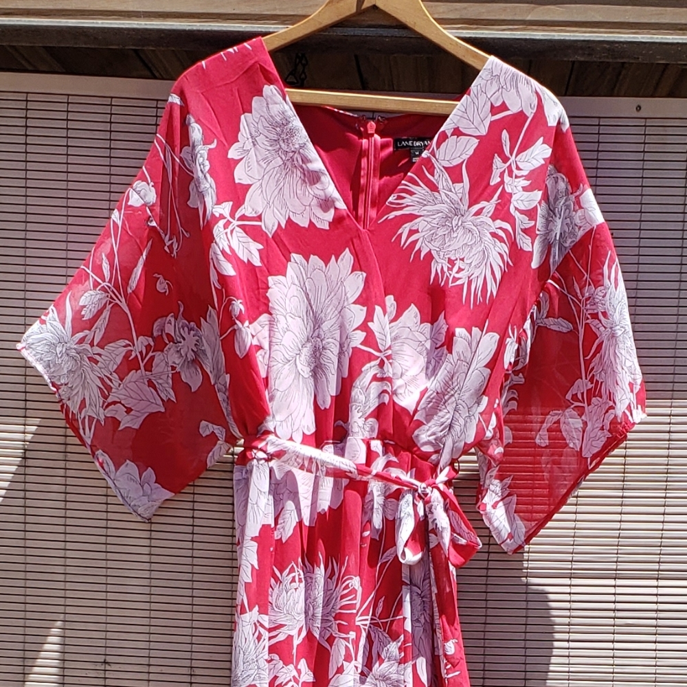 Lane Bryant Coral Floral Tropical Maxi Dress